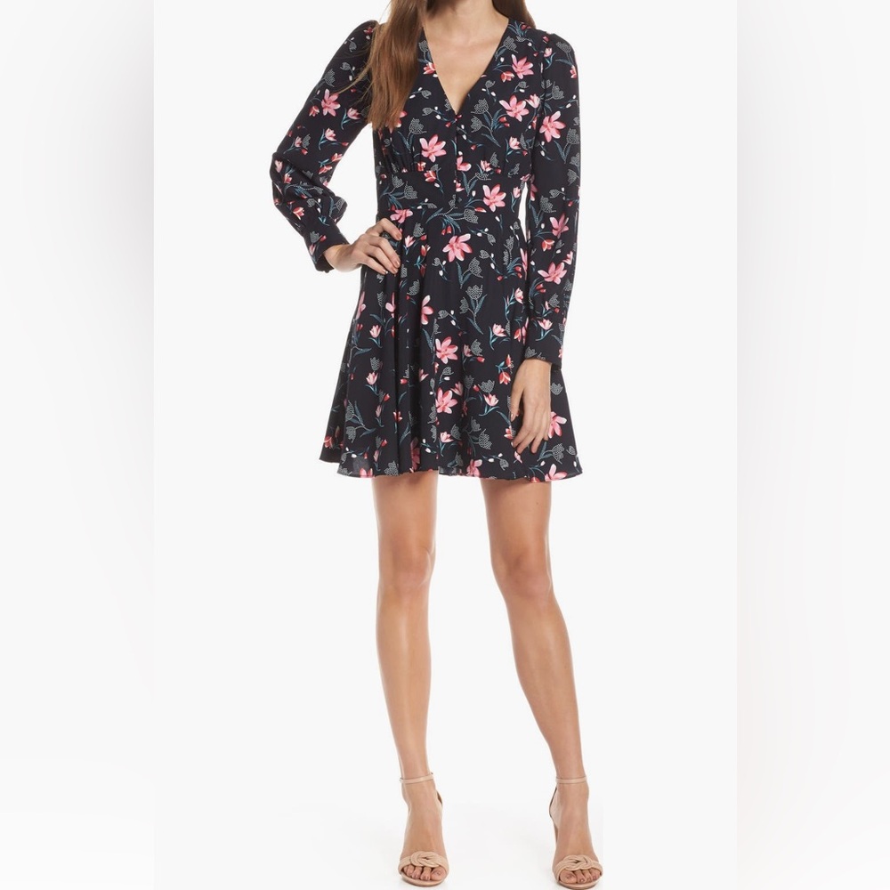 Adelyn Rae Julie Button Detail Fit & Flare Dress, Size S